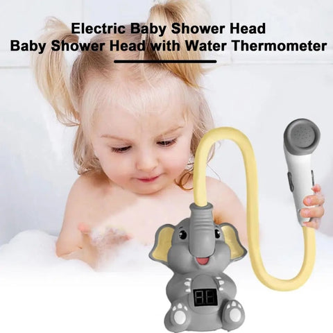 Electric Elephant Baby Shower Head Bath Toy with Temperature Display