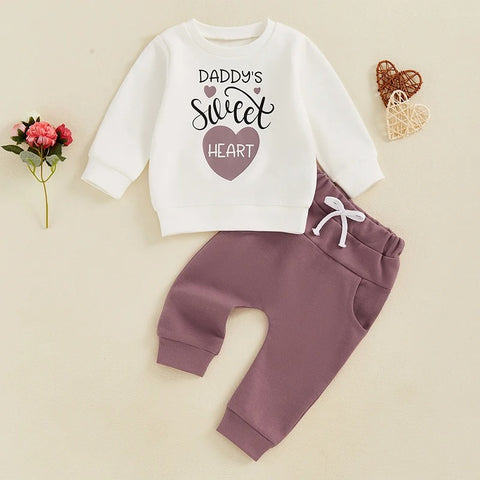 Toddler Baby Boys Clothes Set – Letter Love Heart Print Sweatshirt + Jogger Pants