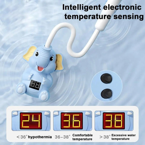 Electric Elephant Baby Shower Head Bath Toy with Temperature Display