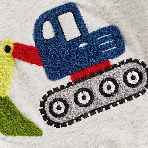 Boys Embroidered Sweatshirt – Excavator/Truck Design